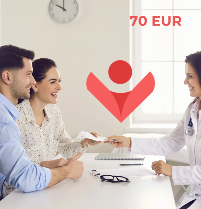 Ein glückliches Paar bei einer Konsultation mit einer Ärztin für künstliche Befruchtung